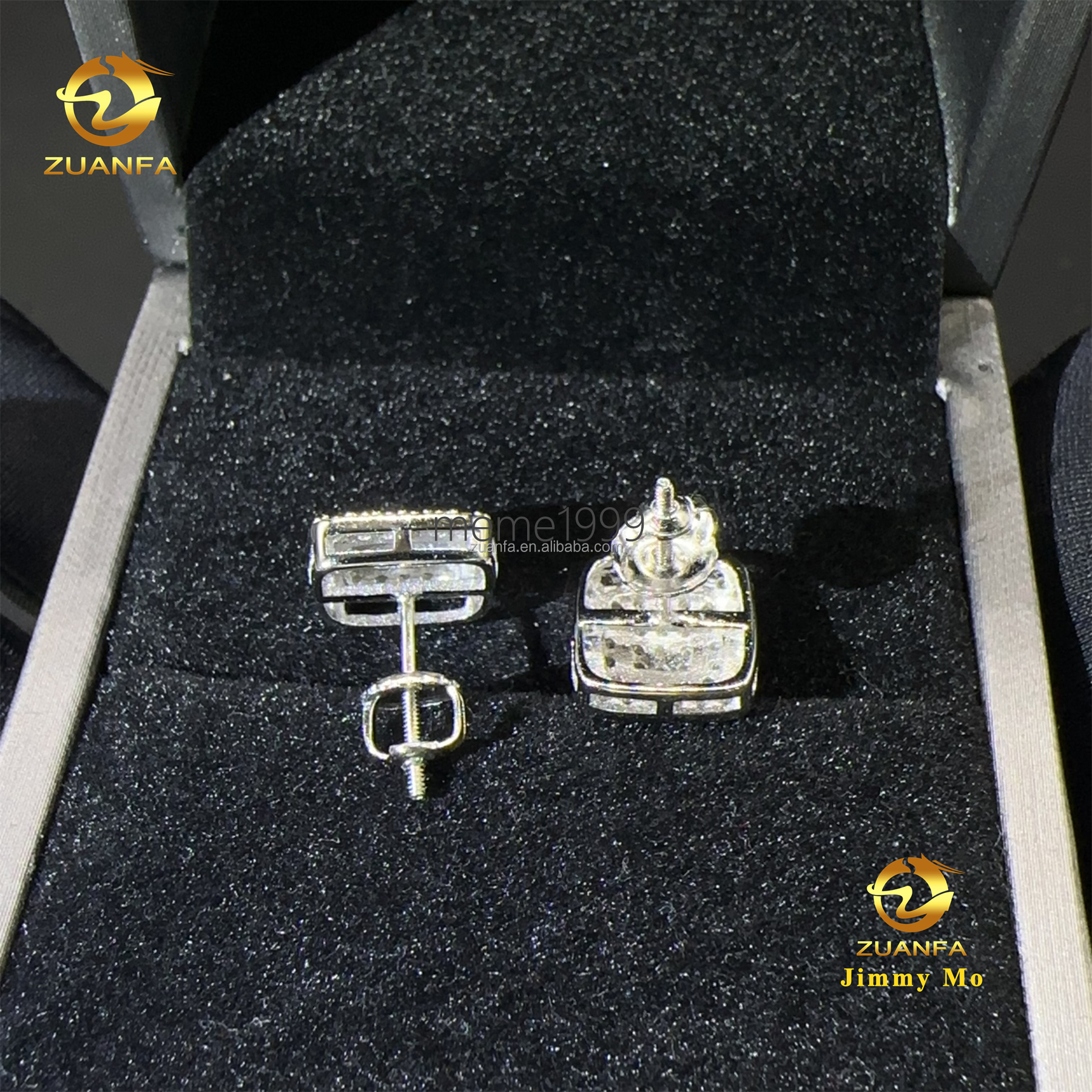 Drop Shipping Popular Pass Diamond Tester Unisex Iced Out Hip Hop 925 Sterling Silver Vvs1 Moissanite Diamond Stud Earrings Men