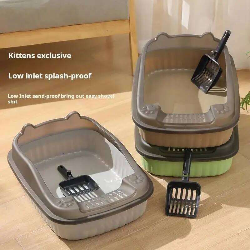 Box Thickening Kitty Sandbox Semi-enclosed High Side Splashproof Pet Bedpans with Litter Scoop Cleaning Cat Supplies