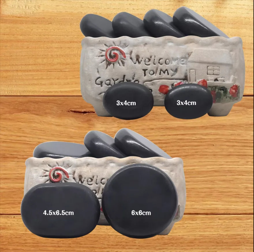 Tontin 20pcs/set Stone Massage Set Box Relieve Stress Back Pain Health Care Lava Basalt round massage tool Stones 260316