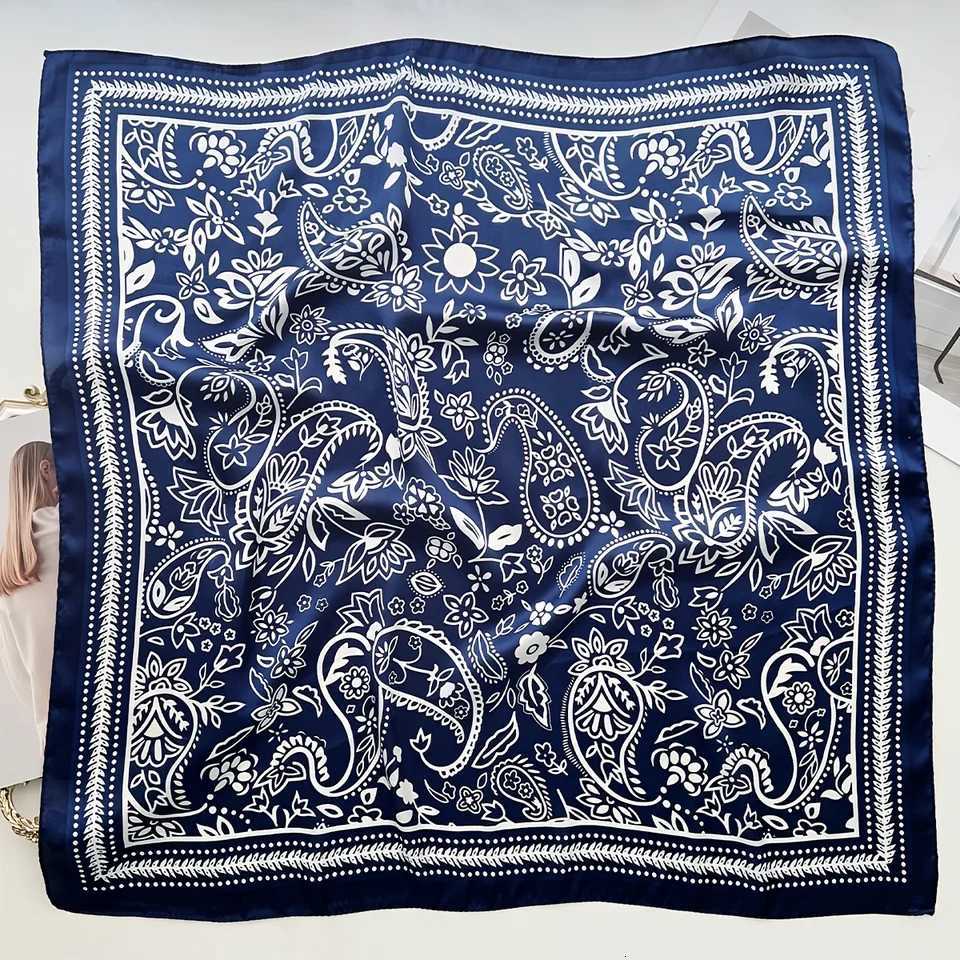 Boho Floral Print Satin Ladies Scarf Soft Imitation Silk for Wen Versatile for Neck Hair Bag Decor Fashion Accessory X260328