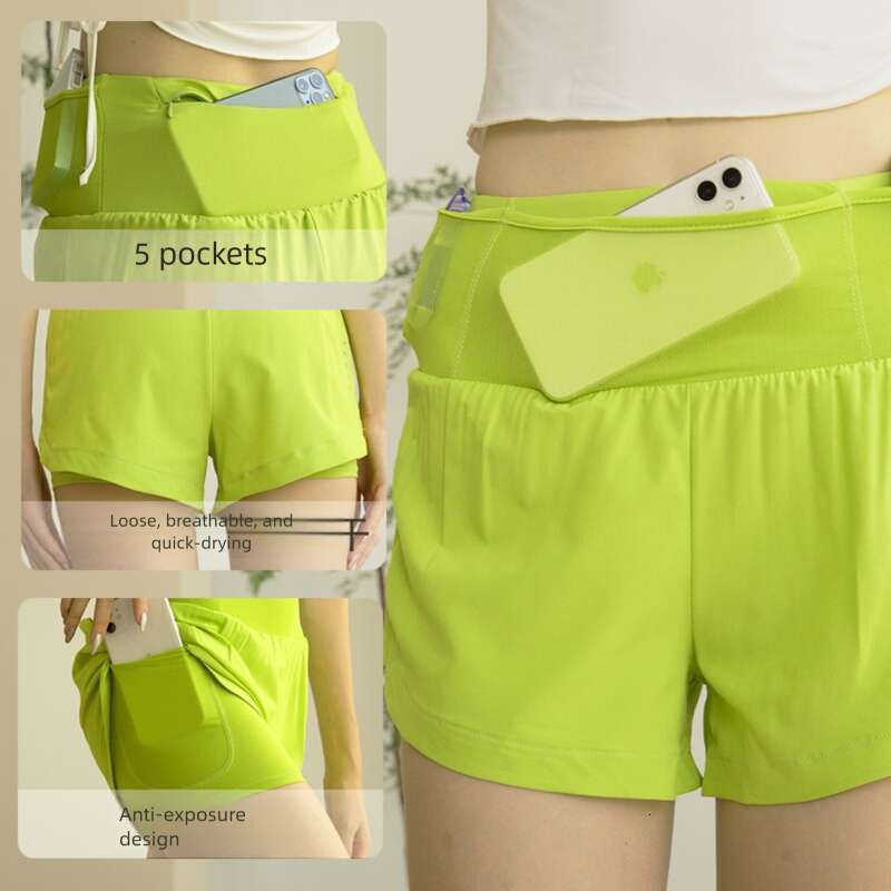 Summer Anti-Exposure Sports For Women Faux Two-Piece Quick-Dry Breathable Yoga Pants, Running Training Shorts