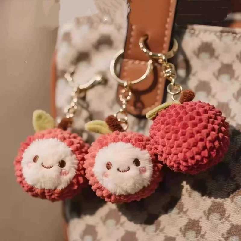 New Plush Lychee Key Chain Cute Fruit Plushies KeychainSoft Stuffed Plush Keyring Toys for Kids Backpack Purse Z260330