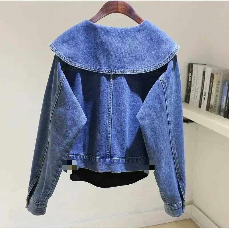 Female Long Sleeves Short Jeans Coat Spring Autumn Ladies Baby Collar Cowboy Jacket European Women Fashion Casual Denim OutwearT260328