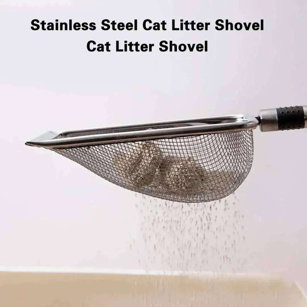 Stainless Steel Litter Scoop Durable Easy Clean Removal Ergonomic Handle Cat Manure Shovel Rust-Resistant Pet Cleaning Tool