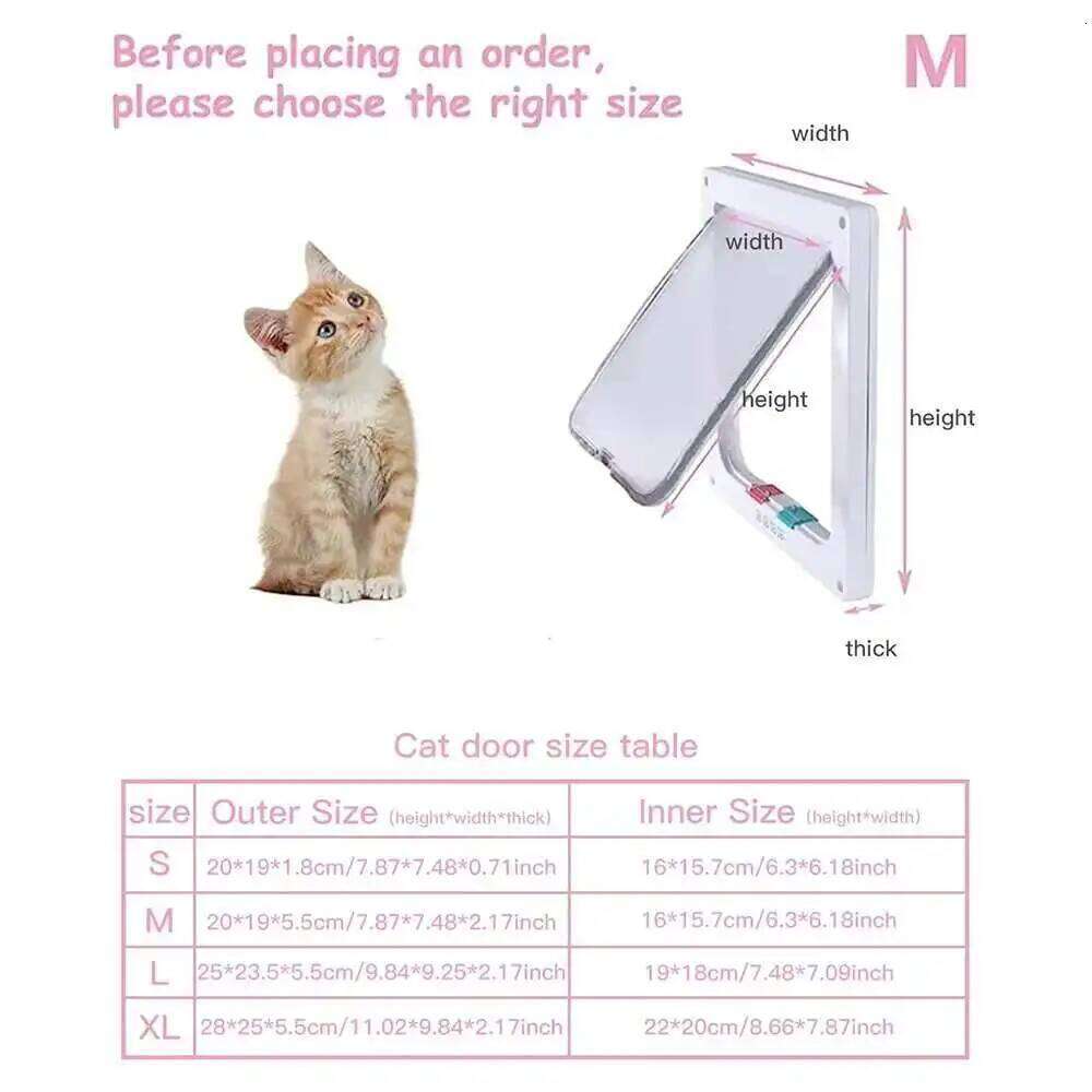 Smart 4 Way Locking Security Lock ABS Plastic Dog Cat Flap Door Controllable Switch Direction Doors Small Pet Supplies