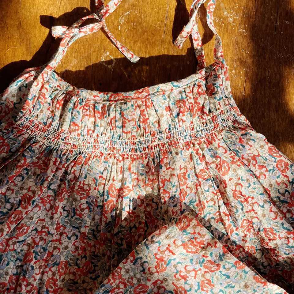 2026 New KS Summer Baby Girls Cotton Slip Dresses Kids Clothes Girl Floral Print Tank Top T-shirts Shorts Suits Childrens SetsT260330