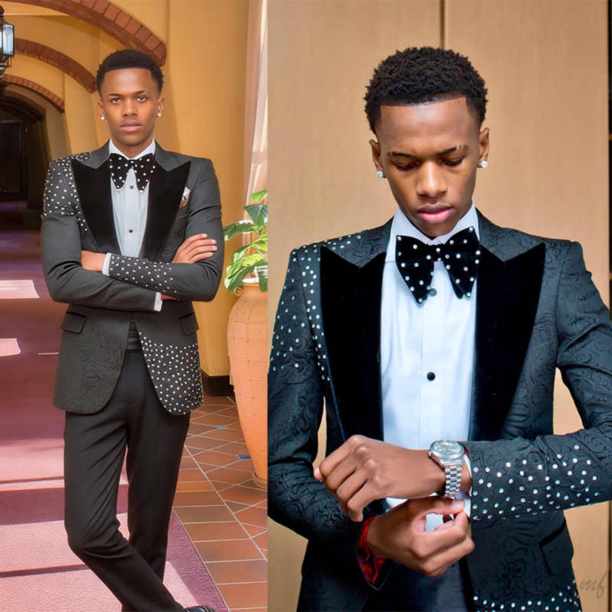 Shiny Beaded Mens Suits 2 Piece Jacket Pants Crytal Shawl Lapel Wedding Groom Tuxedos Prom Party Traje Hombre Customized