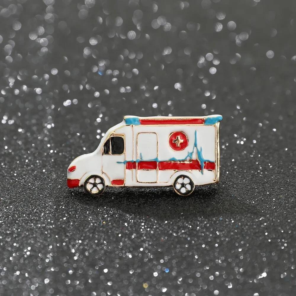 Hot Creative Ambulance Metal Brooch All Match Enamel Badge Jewelry for Friend Hat Backpack Clothing Accessories