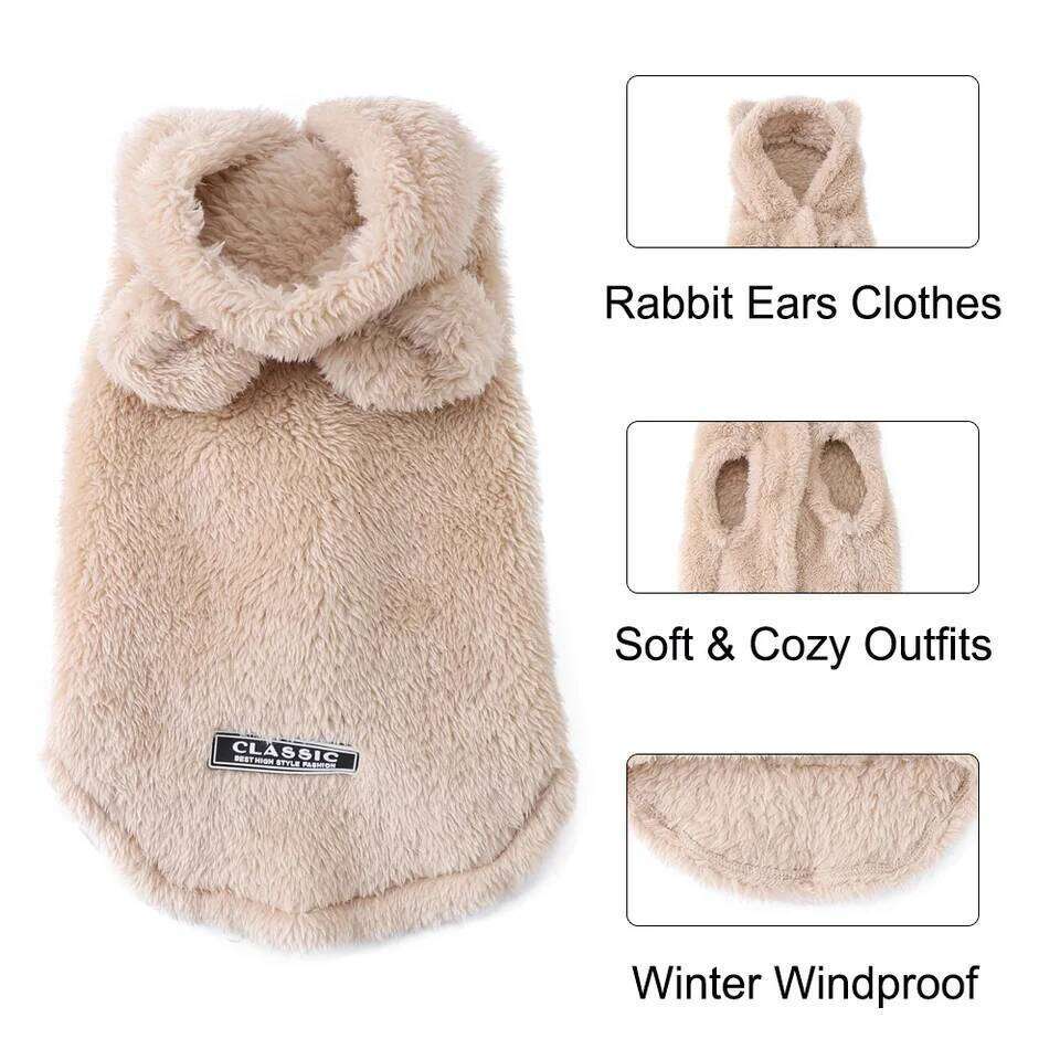 Clothes For Small Medium Dogs Cats Autumn Winter Warm Dog Hooded Clothing Soft Kitten Vest Coat Yorkshire Jacket Pet Outfits