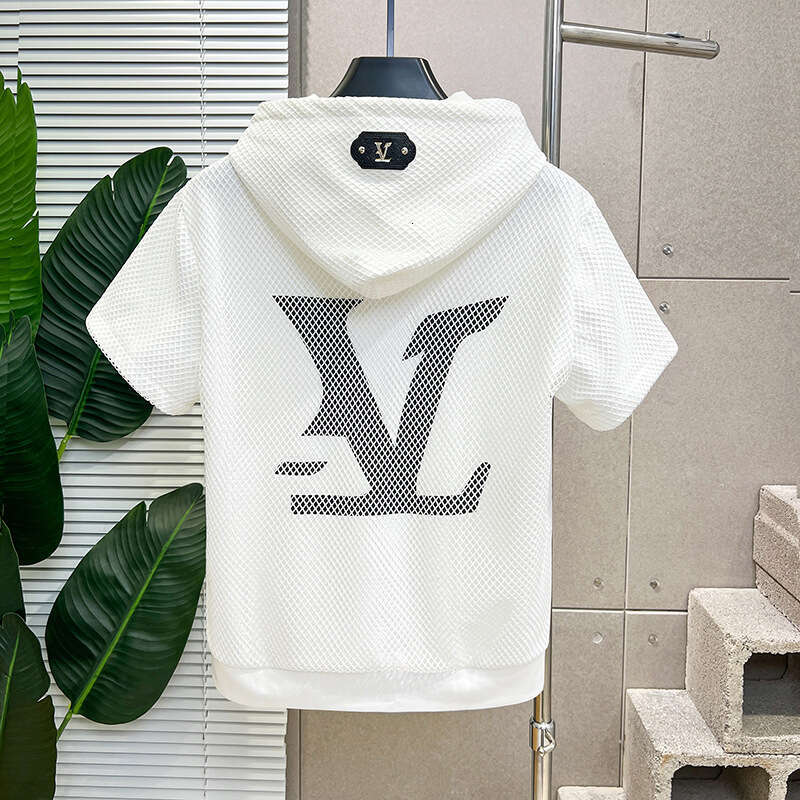 luxury Summer New Hooded Trendy Short Casual Loose High-end Fashion Versatile Light Luxury Half Sleeve T-shirt