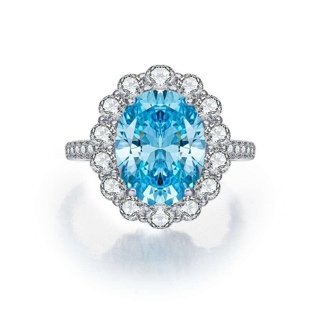 Ring Exquisite Flower Shaped Luxury Zircon Ring Pure Silver Emerald Ring For Women High Carbon Diamond Radiant Ice Cut Zircon Wood Color Style Luxury 