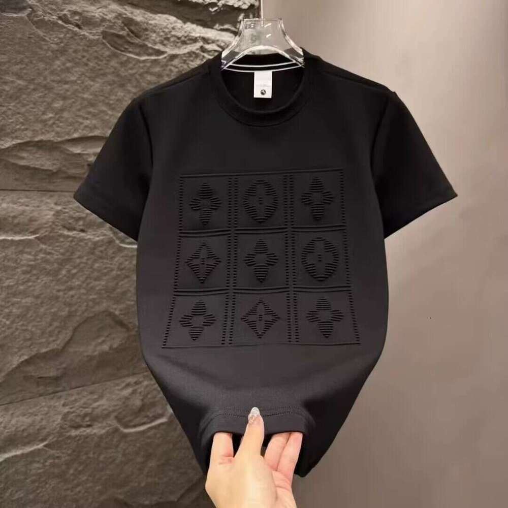 2025 Spring/Summer New Men's Versatile Heavy-Duty Embossed Short-Sleeve T-Shirt, Fashionable and Casual