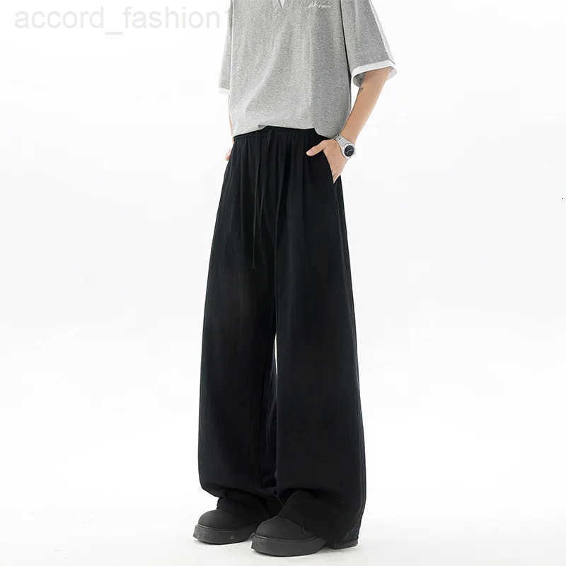 2026 New Trousers Chinese style mens cotton linen casual crotch pants ethnic style plus size cotton and linen wide leg pants H260330