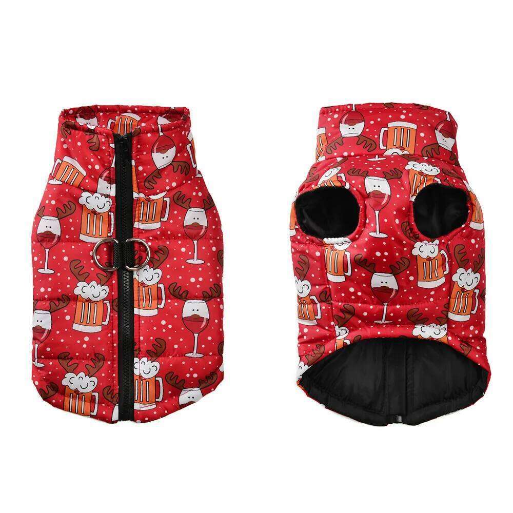 Christmas Pet Dog Jacket Coat for Small Medium Dogs Cats Autumn Winter Waterproof Puppy Print Clothes Yorkshire French Clothing