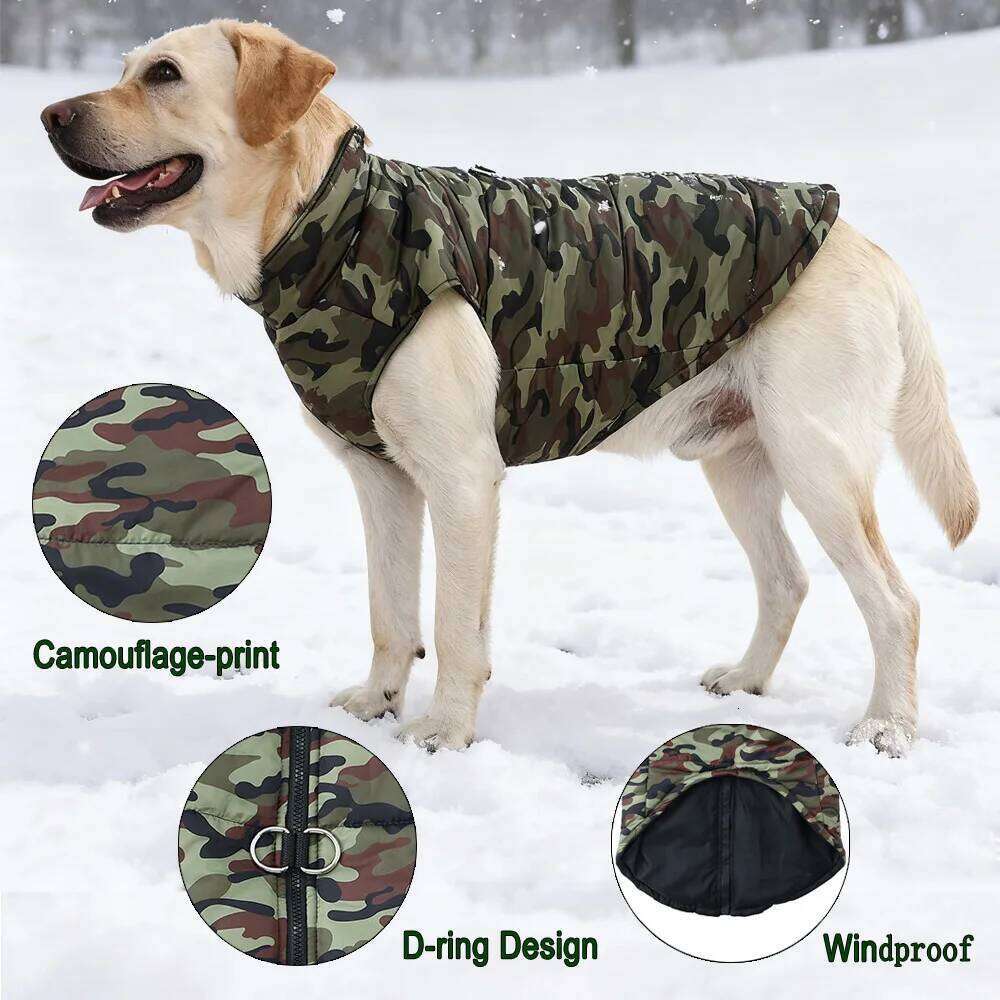 Large Pet Dog Jacket Coat for Small Medium Big Dogs Cats Autumn Winter Windproof Puppy Print Clothes Golden Retriever Clothing