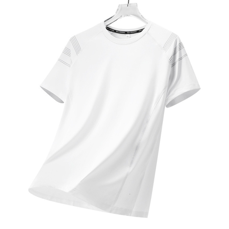 L-8XL Ice Silk Quick-Dry Short-Sleeve Men's T-Shirt, Loose Fit Half-Sleeve Shirt, Sports Fitness Wear, Plus Size T-Shirt for Men