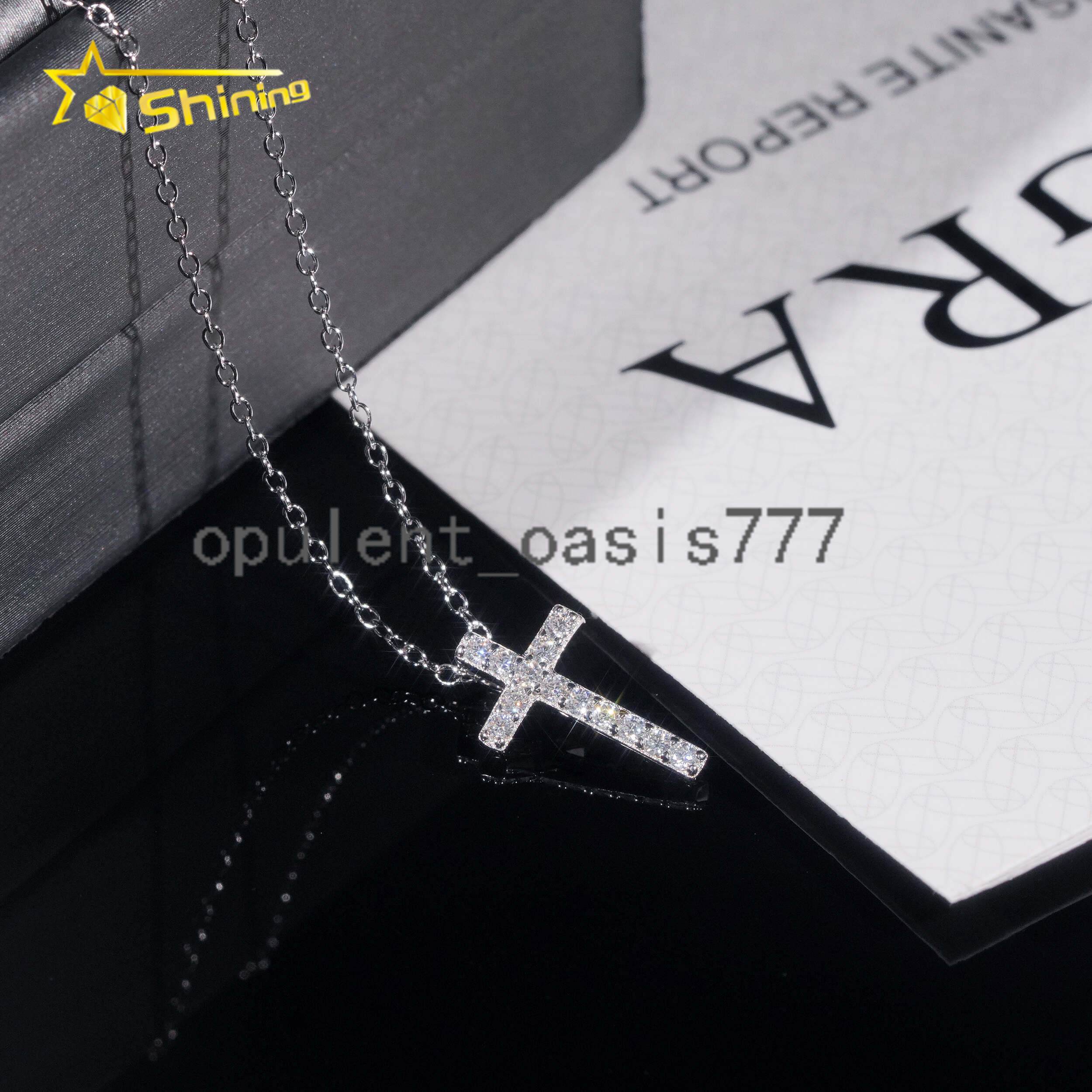 Fast Shipping Hip Hop Jewelry Charms Pendant Sterling Silver Iced Out VVS Moissanite Cross Pendant Necklace for Men Women