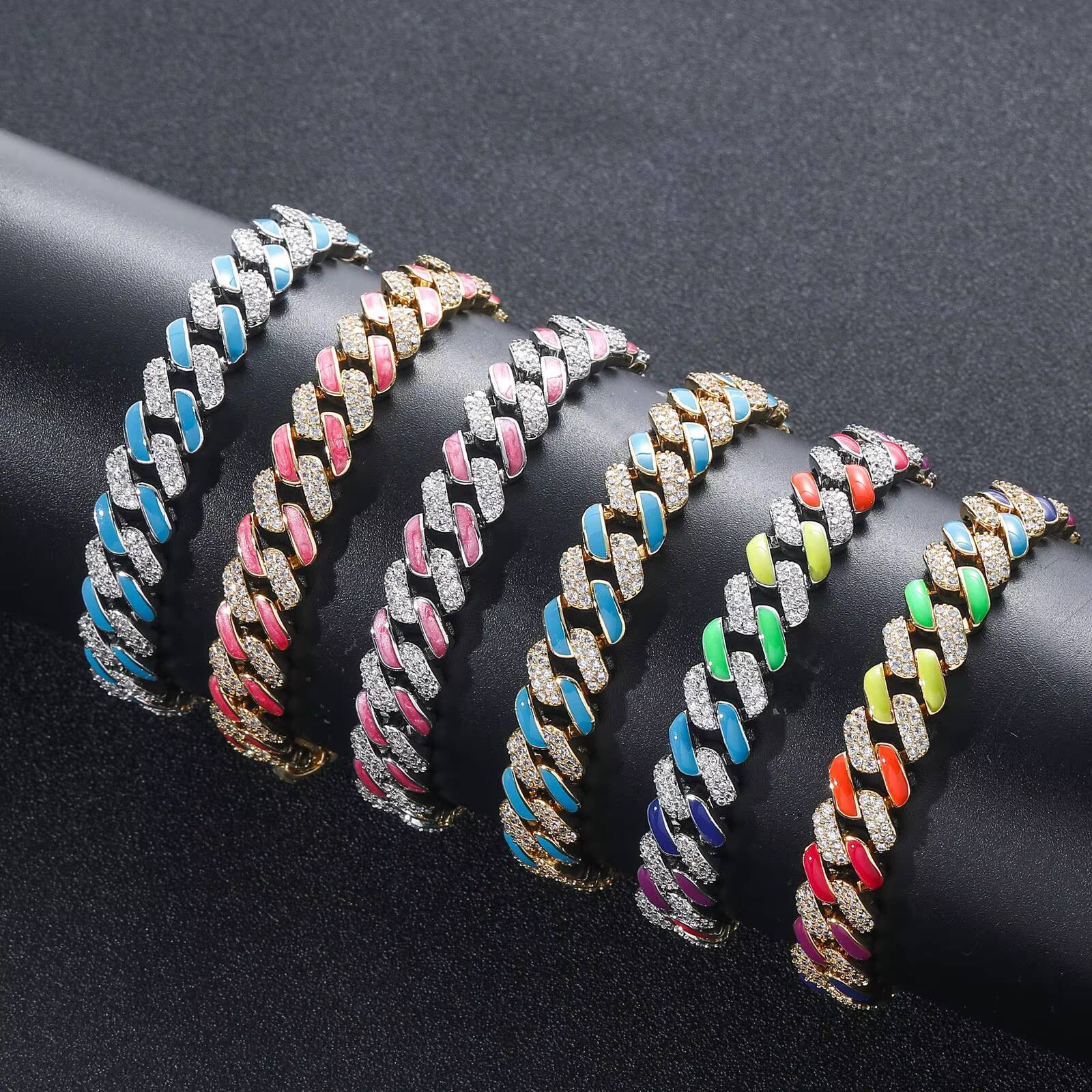 New Bracelet Dripping Oil Cuban Link Chain European Hip Hop Ornament 12mm Wide Personality Men and Women for Couple