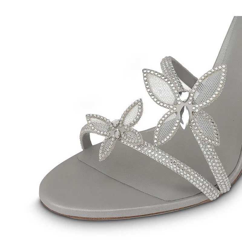 Eilyken Sexy Crystal Butterfly-knot Ankle Strap Sandals Woman Fashion Open Toe Stiletto High Heels Banquet Party Pumps Shoes Z260330