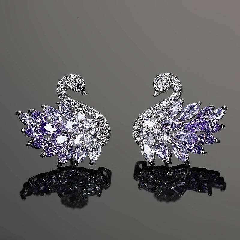Jewelry Earrings Swan Colored Micro Paved Stud Earrings Goddess Style Cubic Zirconia Crystal Hypoallergenic Cluster Stud Earrings Fashion Everyday Jew
