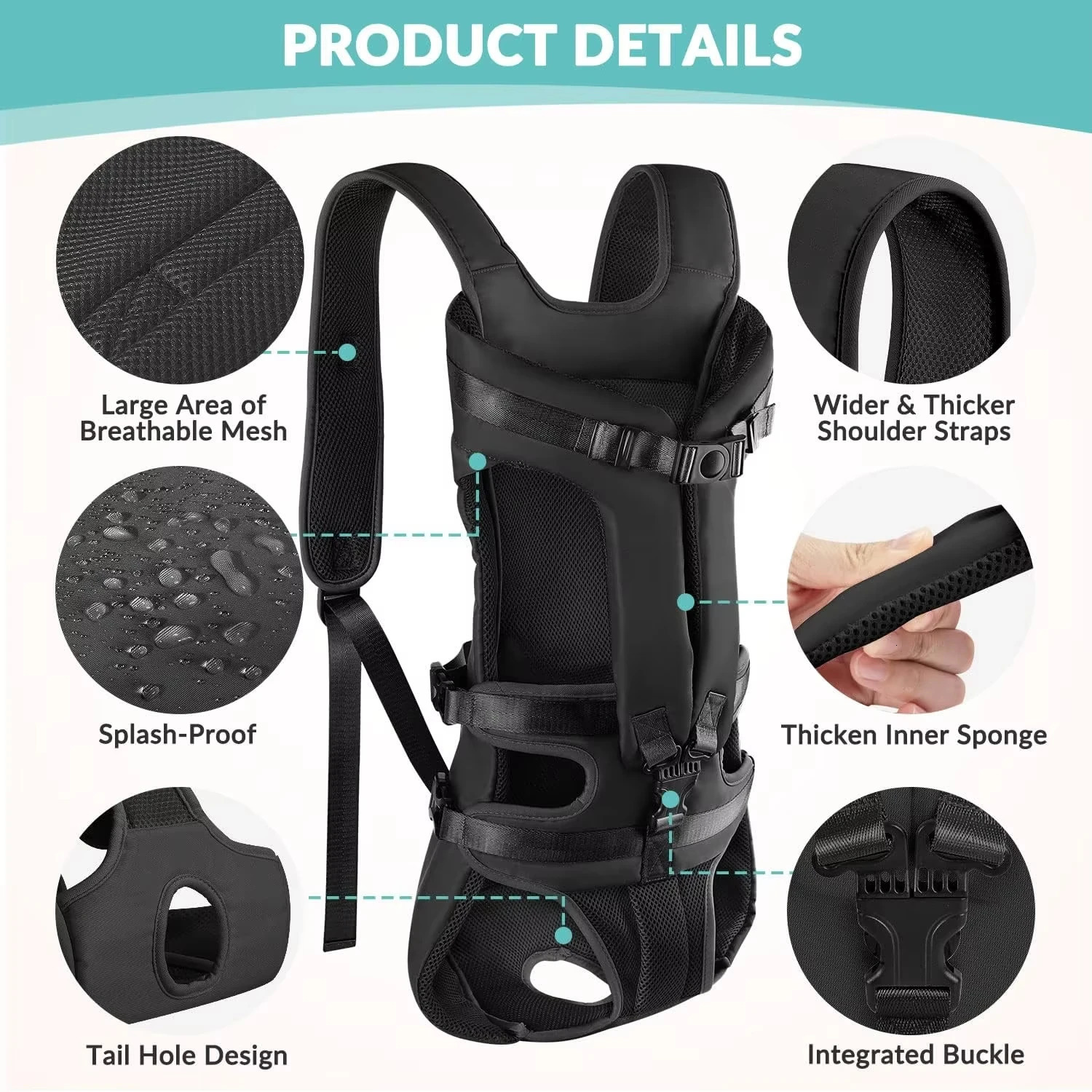 Dogs Backpack Thickened Sponge Pet Front Dog Backpacks Outdoor Portable Adjustable Hands Free Dog Backpack 260316