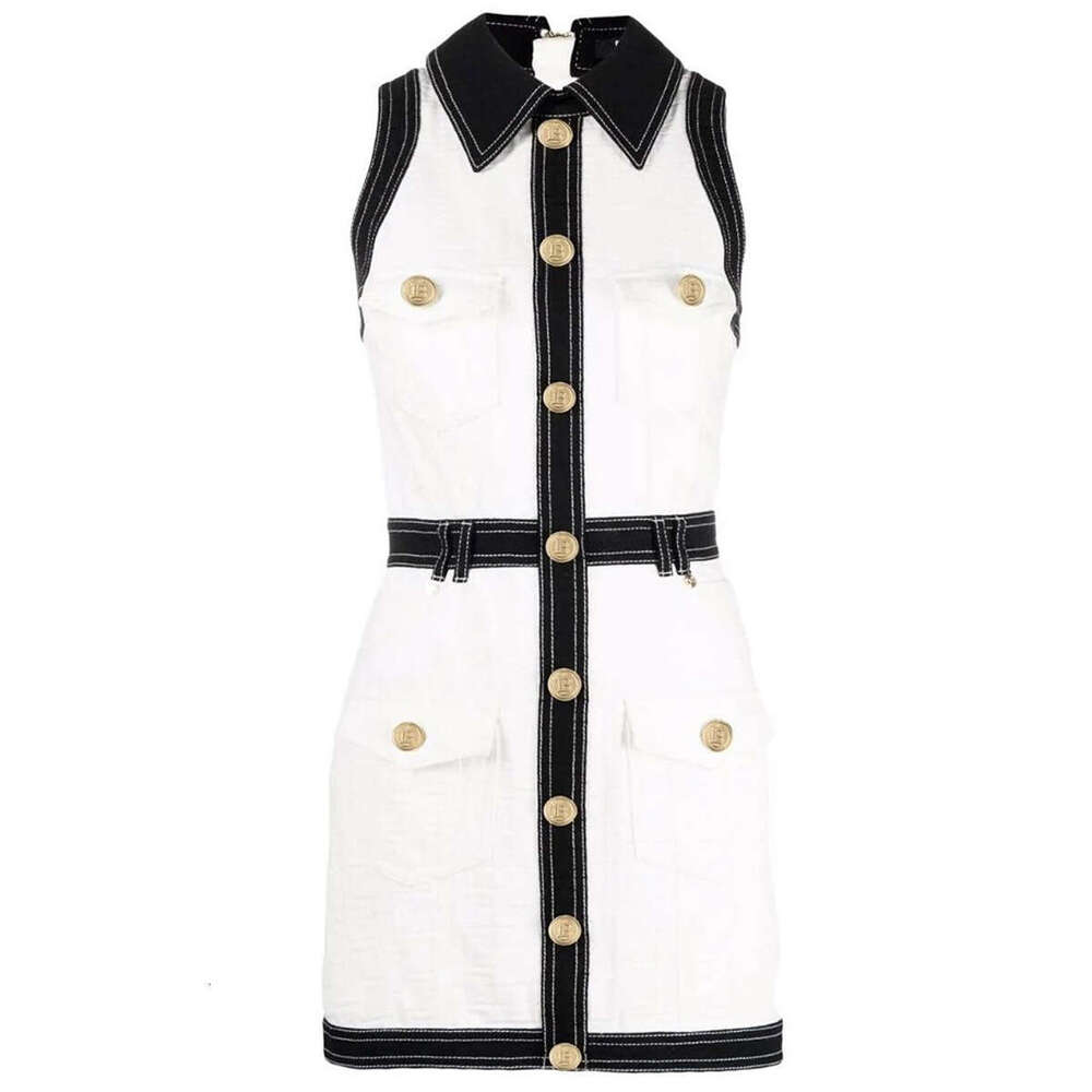 Summer designer's fashionable and high-quality new slim fit jacquard denim sleeveless rivet X21 women's dress