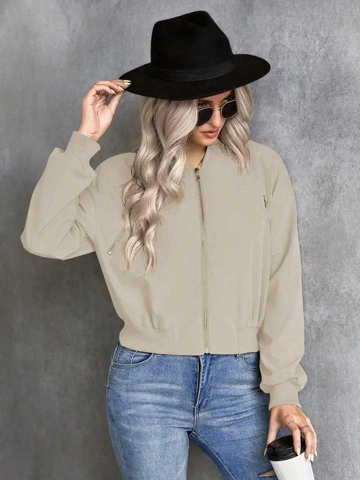 Womens Long Sleeve Fitted Jacket Coat Casual Plain Design All Seasons Wear Comfortable and Stylish OuterwearT260328