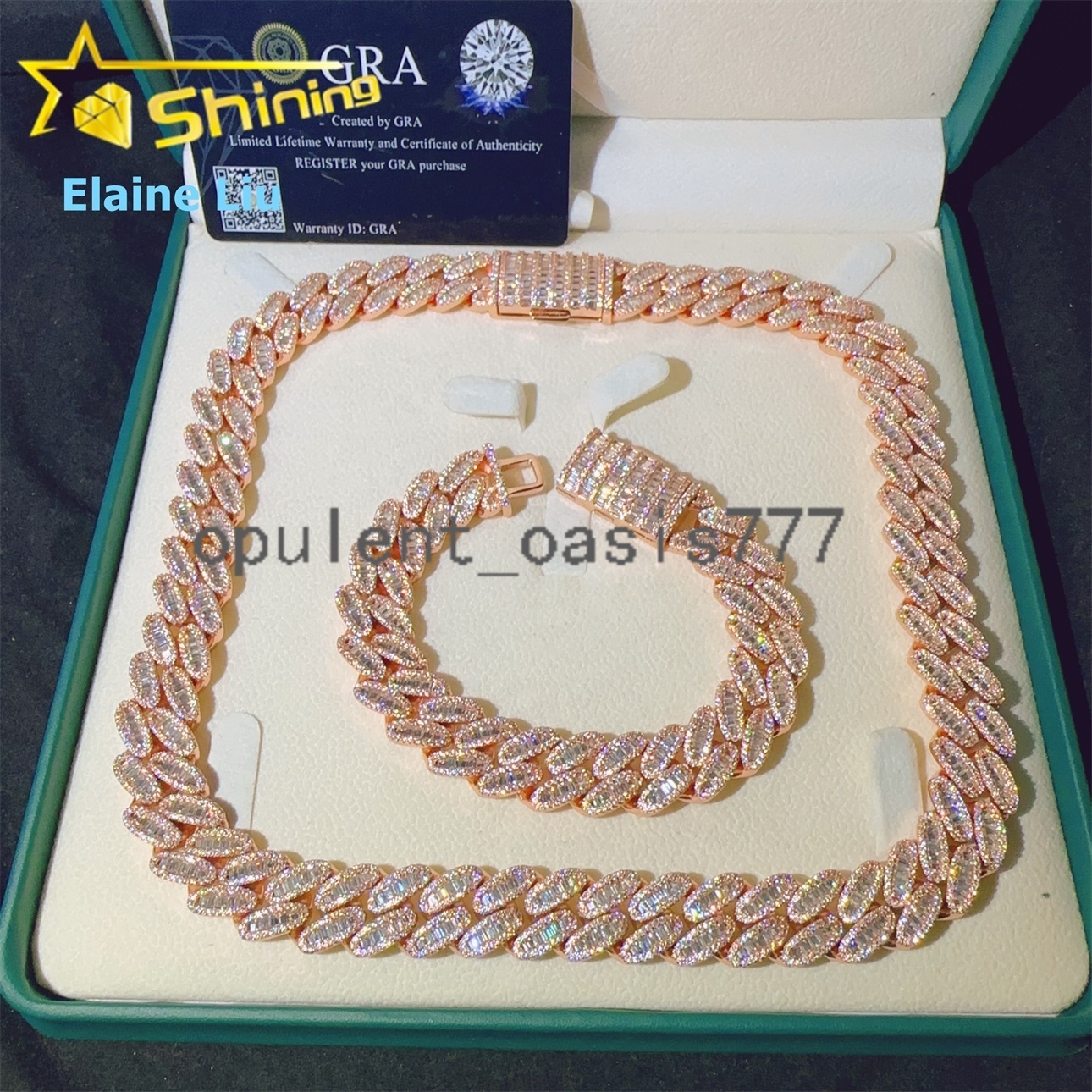 15MM Sterling Silver 925 Moissanite Cuban Miami Cuban Necklace Hip Hop Jewelry VVS Moissanite Cuban Link Chain Necklace