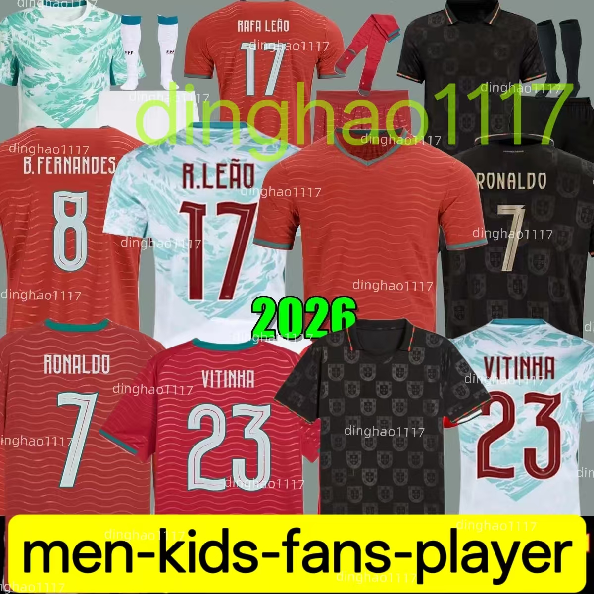 portugalS soccer jerseys RUBEN RONALDO PEPE Portugieser 25 26 27 Portuguese football shirt Men Kids kit sets 3XL 4XL team Portugals tops thailand