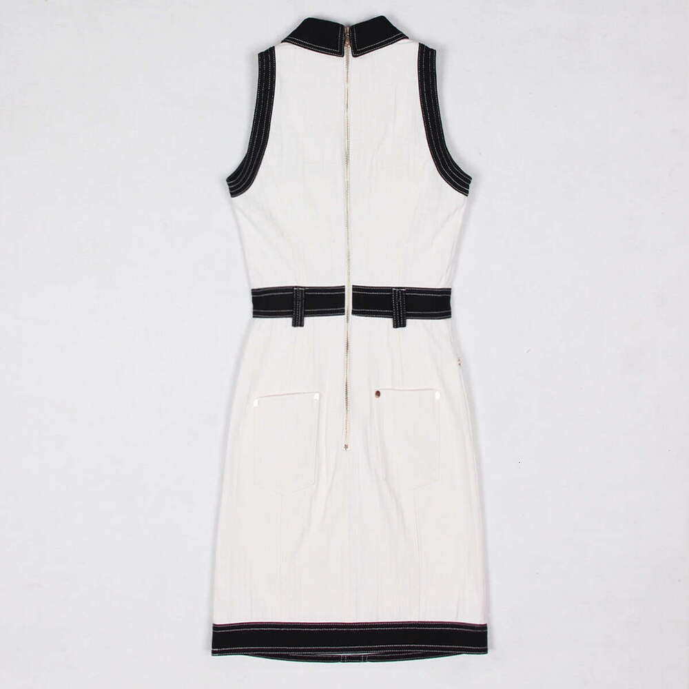 Summer designer's fashionable and high-quality new slim fit jacquard A9 denim sleeveless rivet women's dress