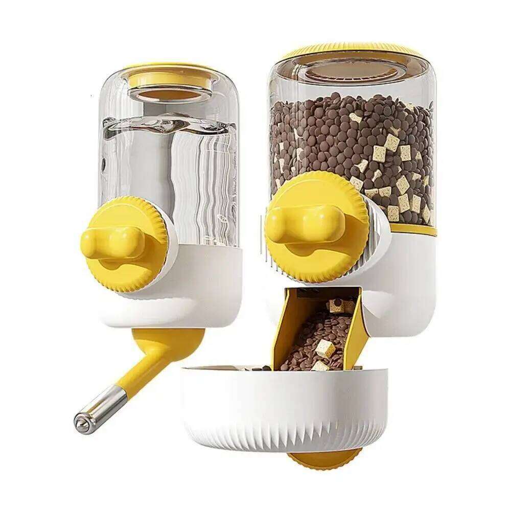 Portable Automatic 2 in 1 Pet Detachable Cage Hanging Bowl Large Capacity Dog Water Dispenser Feeder for Puppy Cat Rabbit