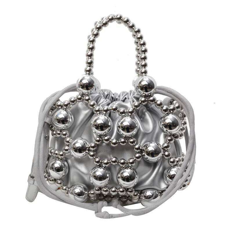 Chinese Embroidery Luxury Beaded Handbags Hollow Woven Pearls Bags For Women Fashion Drawstring Shoulder Lady Evening Bag Party Wedding Clutch