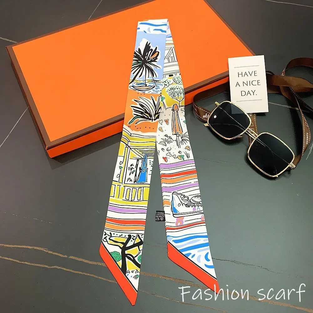 Korean Versatile Chain Tassel High Quality Mberry Silk Twill Silk Ribbon Wrapping and Binding Bag Handle Ribbon Small Scarf X260328
