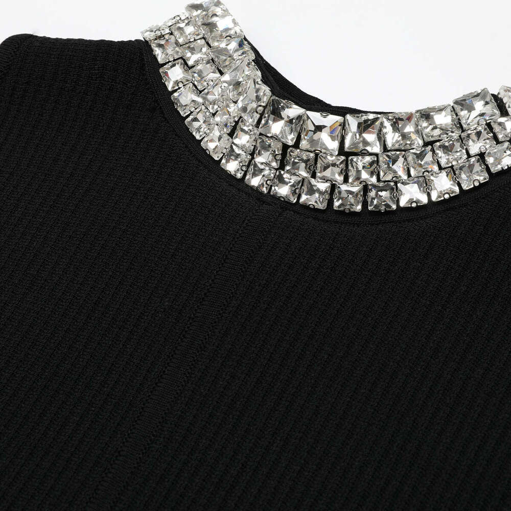 Summer new designer high-quality sexy knitted D7 fashionable slim fit women's rhinestone dress 2026