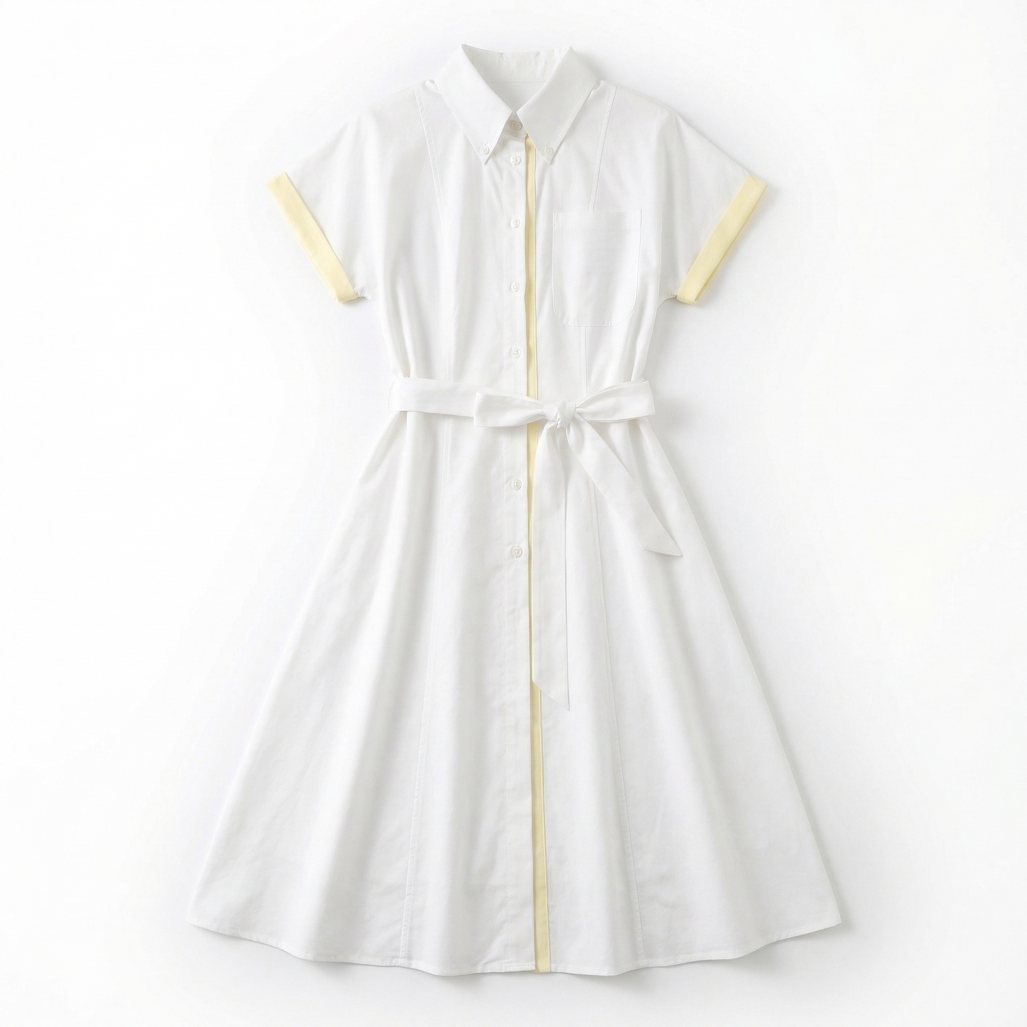 Chic Shenzhen Nan'ou Minimalist Embellished Neckline Flap Hem Unbuttoned Women's Top
