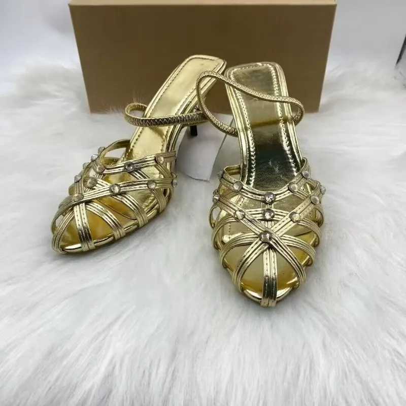 Premium Gold Slingback High Heels with Sparkling Rhinestones Perfect for Wedding Guest Party Evening Cocktail Formal Events Z260330