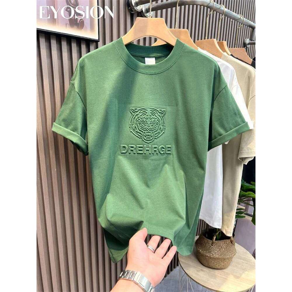 T Shirt Mens Designer Men Summer New Men's T-Shirt Short Sleeved O-Neck 3D Letter Tiger Printed Washed Old Retro Pure Cotton Loose Couples Casual