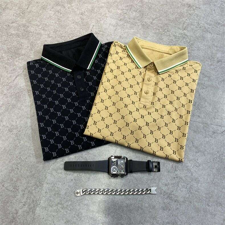 Men's Polo Shirt, Summer Fashion, Light Luxury, High-End, Stylish, Floral Print, Turn-Down Collar, Short-Sleeved T-Shirt,