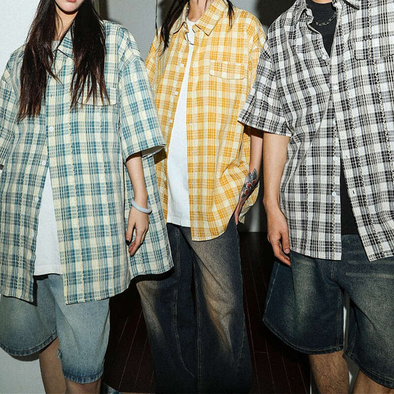 American Retro Plaid Short-Sleeve For Men And Women, Summer Trendy Brand Fashion Shirt, Couple's Loose Casual Shirt Jacket