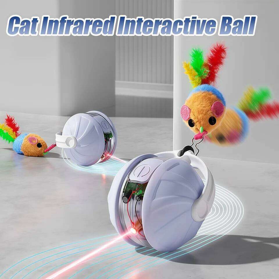 Upgraded Interactive Toys Infrared Automatic Rolling Ball Tail Rechargeable Smart Pet Toy Cat Training Imitate Mouse