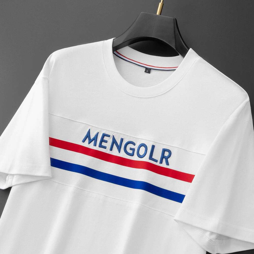 European Station luxury New Summer Trendy Brand Embroidered Letter Short Men's T-shirt Casual Round Neck Half Sleeve Top