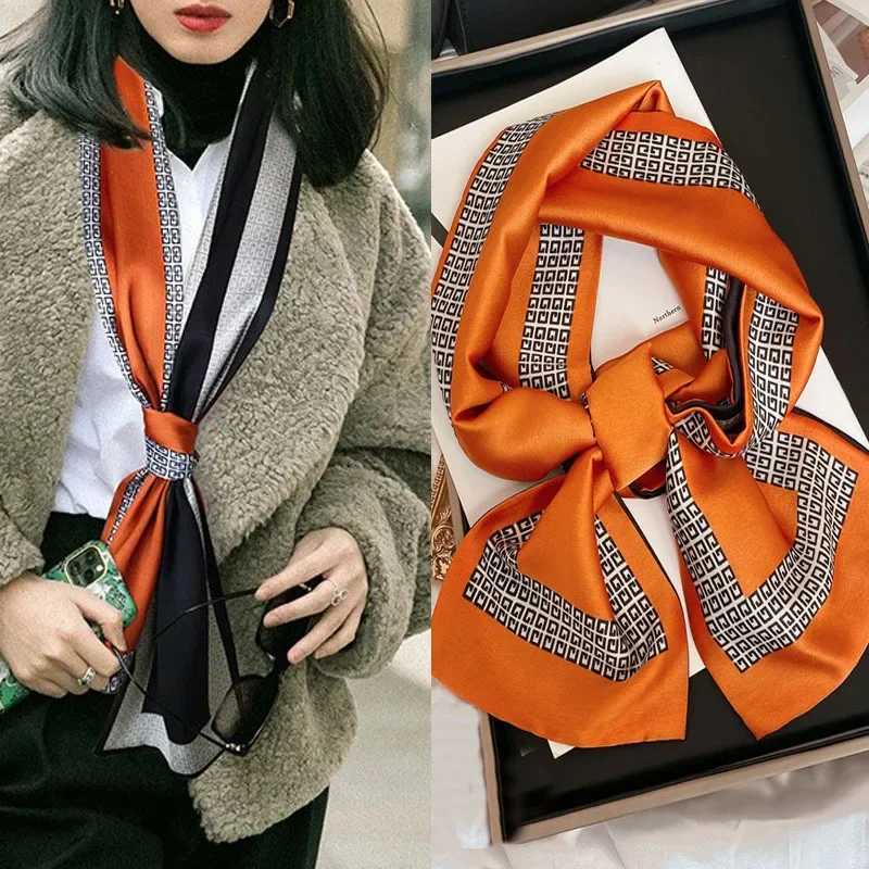 Luxury Design Skinny Silk Scarf Women Fashion Hair Ribbons Headbands Bandana Female Bag Wrist Wrap Neckerchief Foulard Neck Ties Z260330