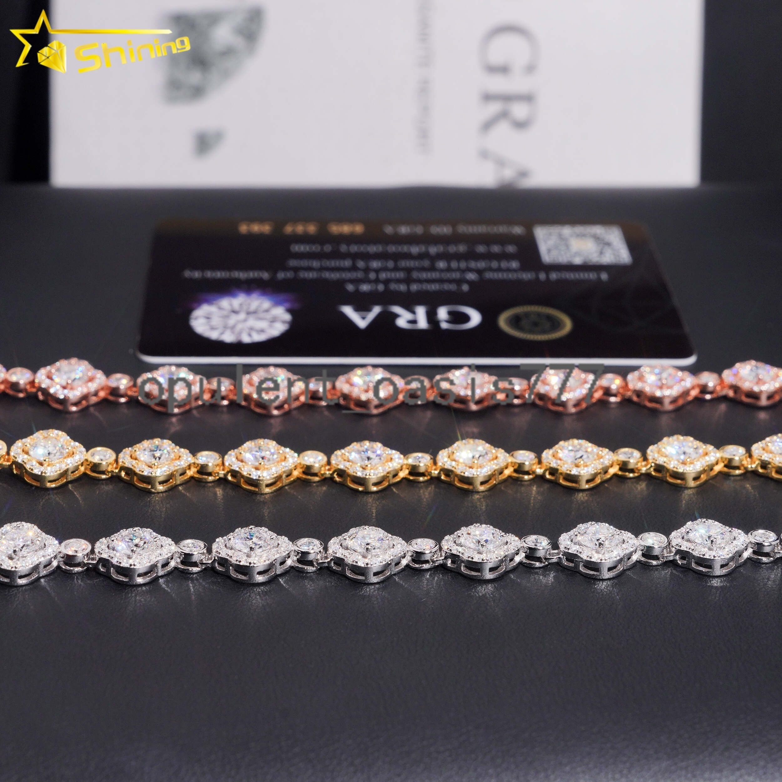Pass Tester VVS Moissanite Lab Diamond Silver 925 Necklace Hip Hop Iced Out Jewelry Fashion Clover Cuban Link Bracelet Chain