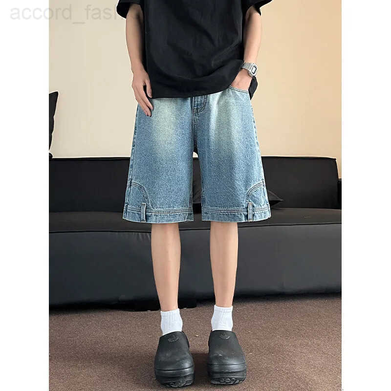 Short Men Blue Washed Denim Shorts Casual Distressed Design Summer Streetwear Fashion Comfort Fit 2025 Men Denim Shotrt H260330