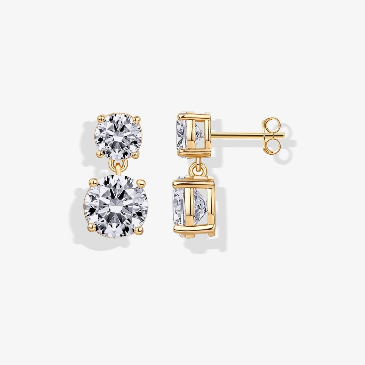 18K gold zircon simple basic large small double imitation diamond earrings ins-style European and American earrings