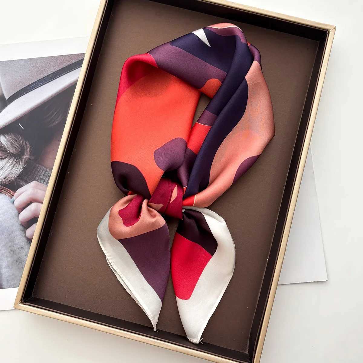 Square Scarf Silk Imitation Floral Print Neckerchief Bandana Lady Shawl Scarves Wrap Head Hair Band Ties 2026 Women Z260330