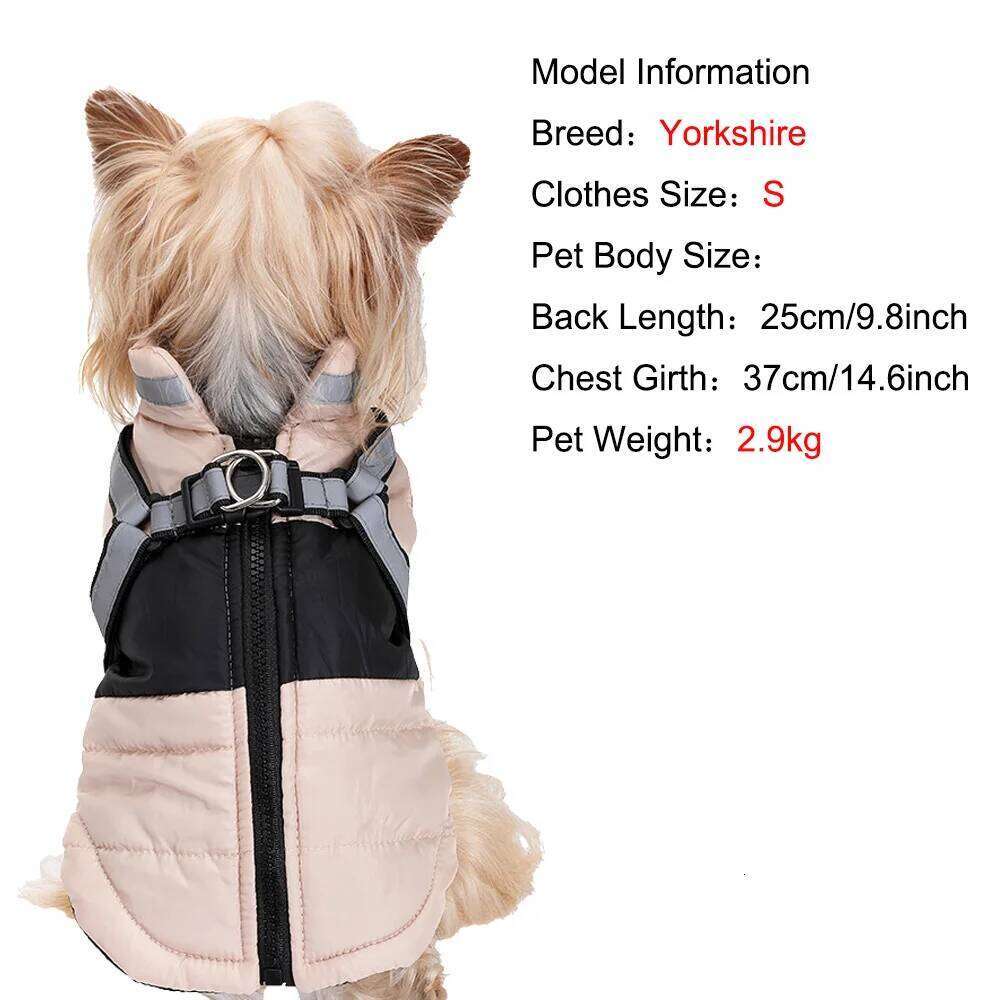 Coat With Harness Winter Warm Dog Clothes For Small Medium Dogs Cats Windproof Cat Clothing Chihuahua Yorkshire Pet Jacket