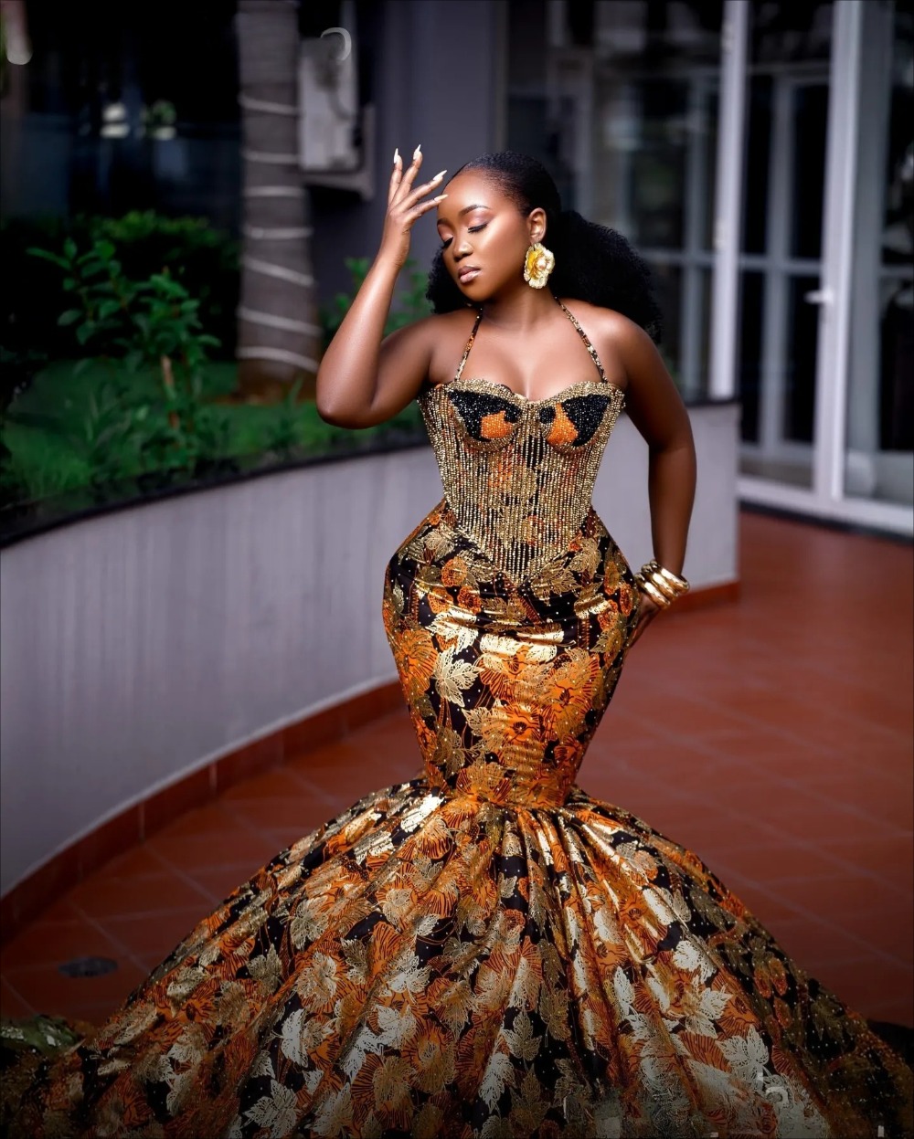 2026 Aso Ebi Nigerian Printed Mermaid Prom Dresses Halter Beaded Evening Formal Party Second Birthday Engagement Reception Gowns Dress For Special Occ