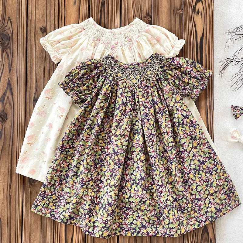2025 New Summer Sister Clothing 1-6Yrs Kids Princess Dresses Short Sleeved Cotton Print Baby Girl Birthday Party Wedding DressT260330