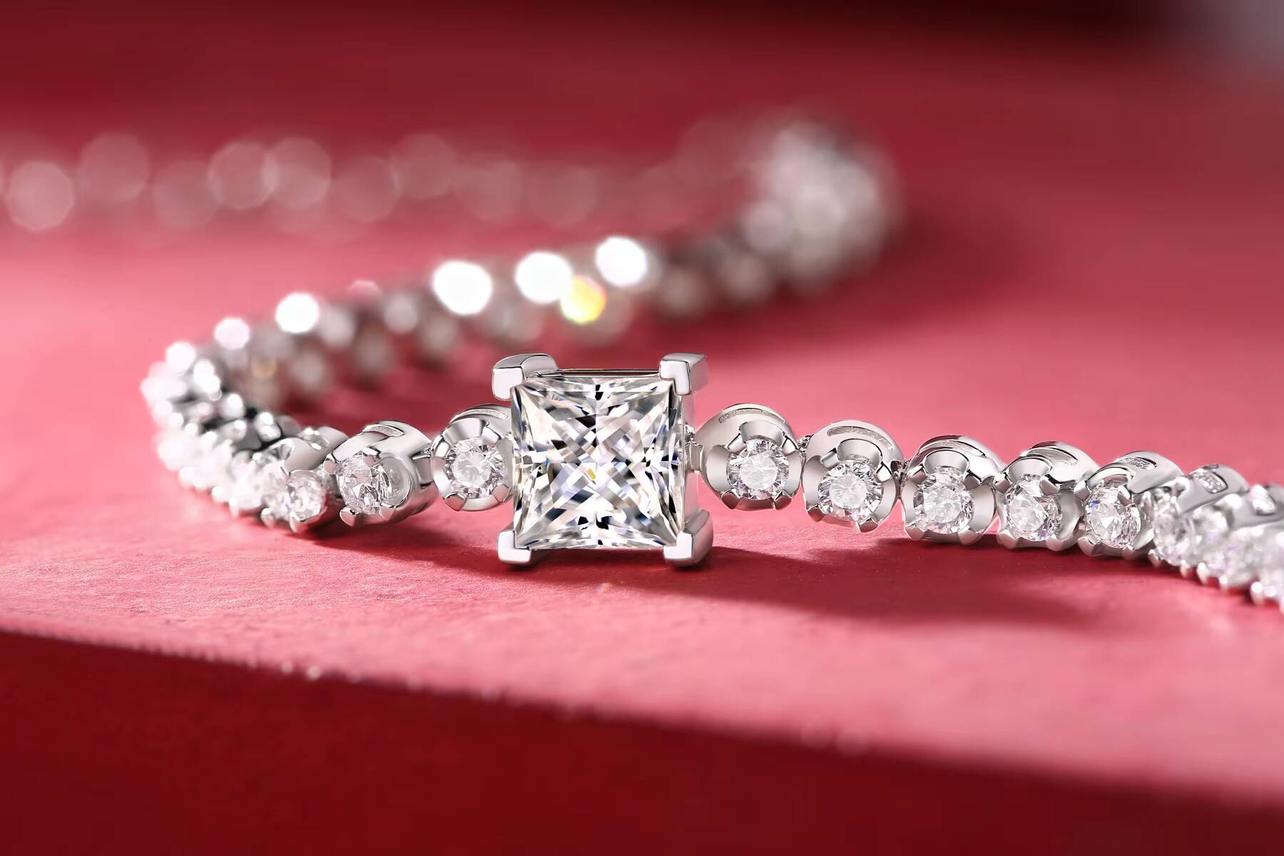 Wholesale Trendy Luxury Jewelry Moissanite Diamond Chain Tennis Bracelet 925 Sterling Silver Fine Jewelry Bracelets